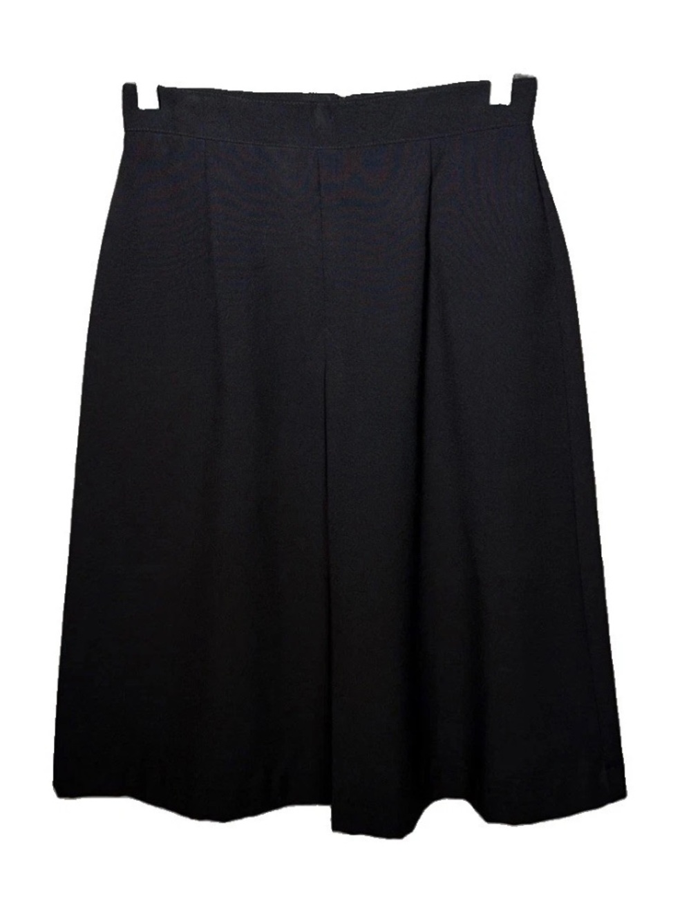 Vtg 80s Claude Women's Black Pleated Knee Length Skirt Size Small Button Detail